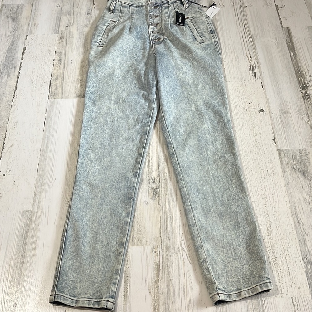 Express Editor Button Fly Acid Wash Jeans Size 00 NWT - Picture 3 of 12